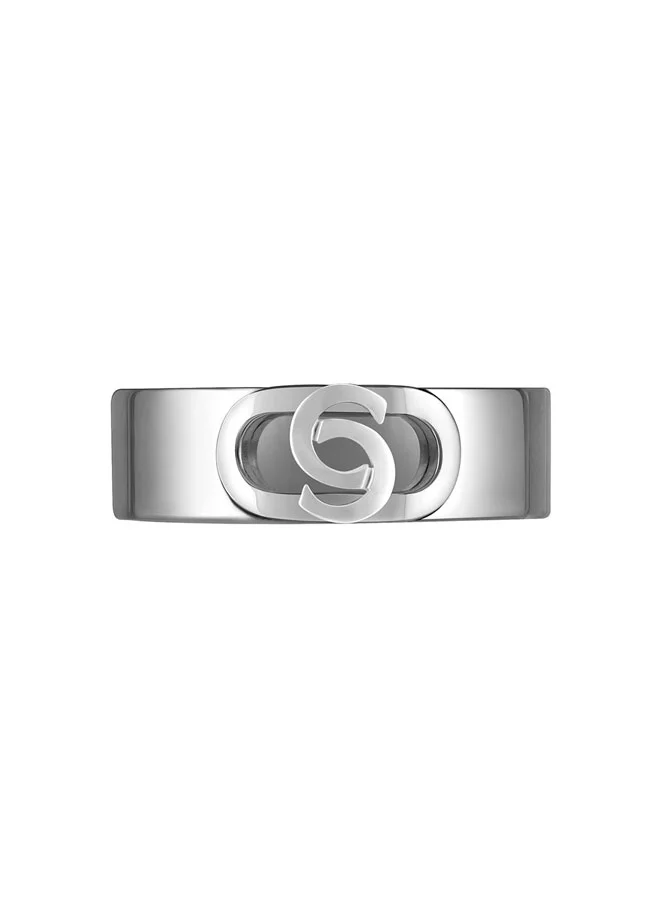 CERRUTI 1881 Paolo Silver Cutout Logo Ring for Men Size 60
