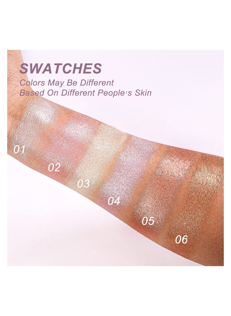 Generic Baked Highlighter Powder Palette, Sheer Pearl Shimmer Shades for Face Highlighter Makeup, Highly Pigmented Illuminating Bronzer Powder Weightless Creamy Texture  - Image 2