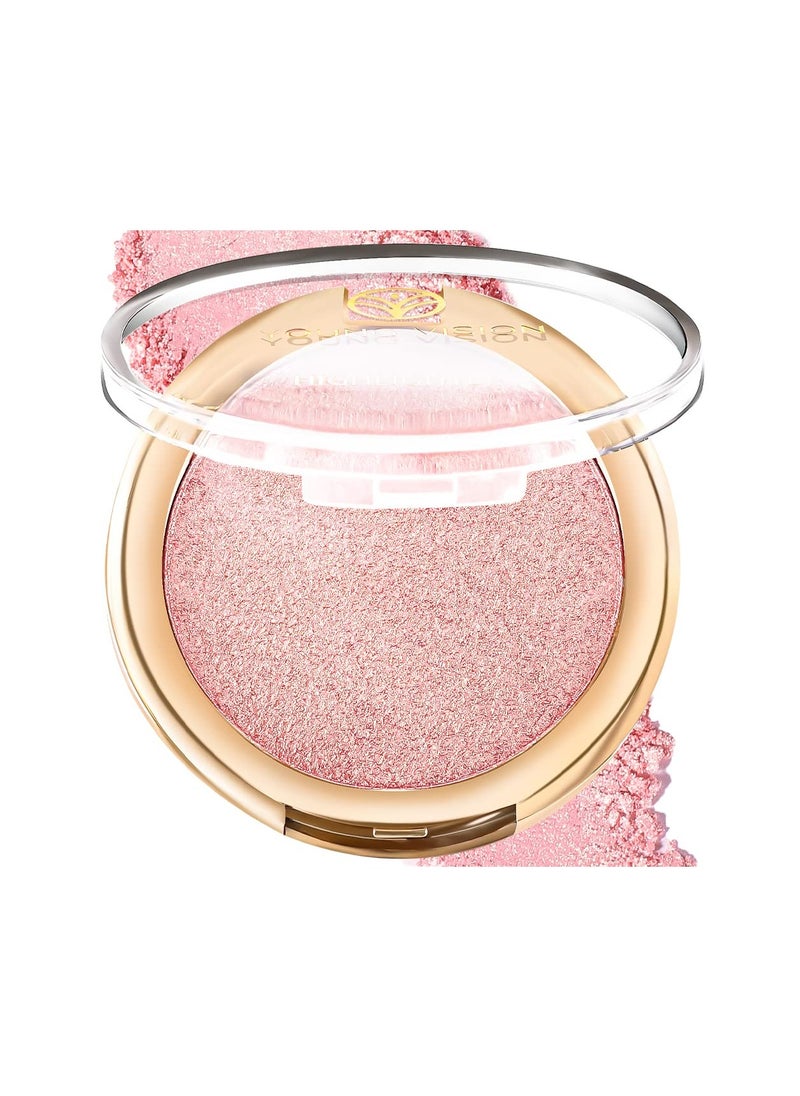 Generic Baked Highlighter Powder Palette, Sheer Pearl Shimmer Shades for Face Highlighter Makeup, Highly Pigmented Illuminating Bronzer Powder Weightless Creamy Texture  - Image 1