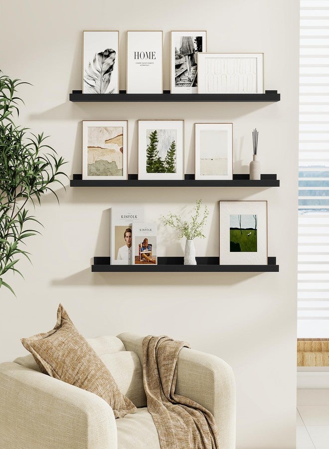 Fun Memories Picture Ledge Shelf, Black Floating Shelves Set of 4, 24 Inch Picture Shelves for Wall with Ledge, Large Nursery Book Shelf for Toys Storage, Living Room, Bedroom Decor Frames - Image 5