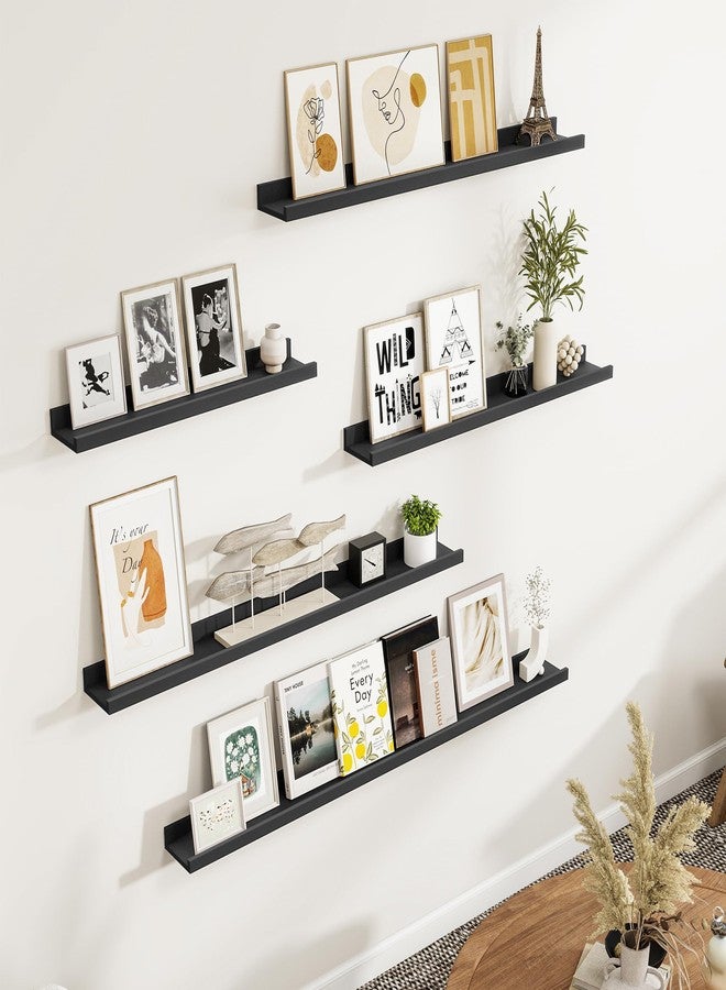 Fun Memories Picture Ledge Shelf, Black Floating Shelves Set of 4, 24 Inch Picture Shelves for Wall with Ledge, Large Nursery Book Shelf for Toys Storage, Living Room, Bedroom Decor Frames - Image 2