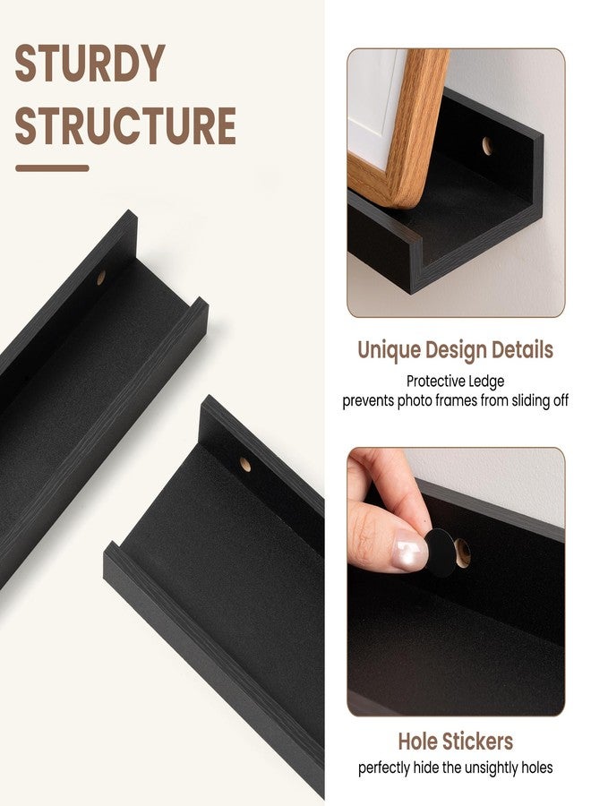 Fun Memories Picture Ledge Shelf, Black Floating Shelves Set of 4, 24 Inch Picture Shelves for Wall with Ledge, Large Nursery Book Shelf for Toys Storage, Living Room, Bedroom Decor Frames - Image 4