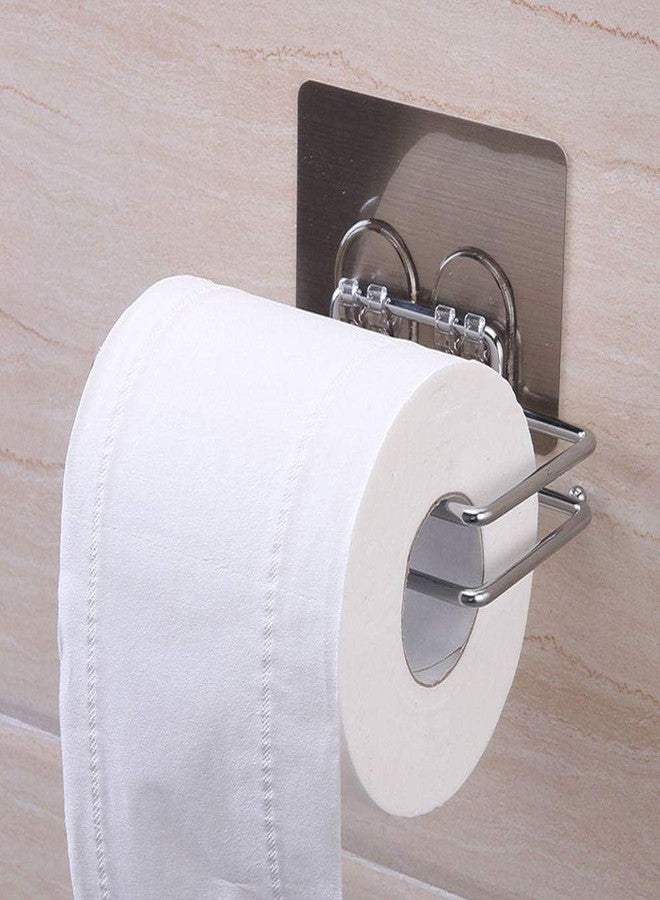 LYSIREN Self Adhesive GI Steel Toilet Paper Holder Self Adhesive/Toilet Paper Roll Holder/Tissue Paper Roll Holder for Bathroom (Black) (Silver) - Image 1