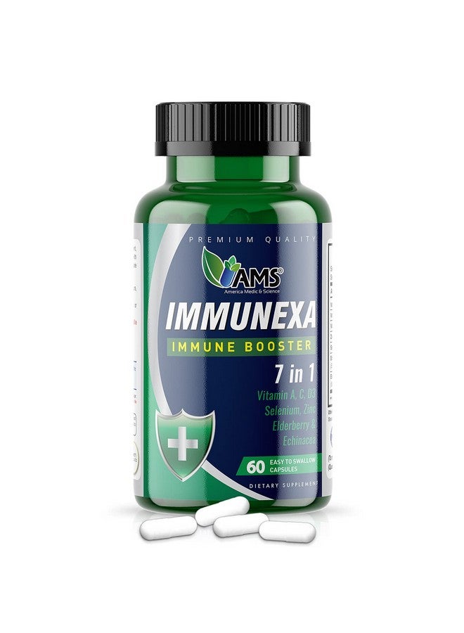 America Medic & Science Immunexa 7 In 1 Immune Support Booster (60 Capsules) With Vitamin A C D Zinc Echinacea Elderberry ; Adults Immunity Boosting Supplement ; Natural Nongmo & Glutenfree  - Image 2