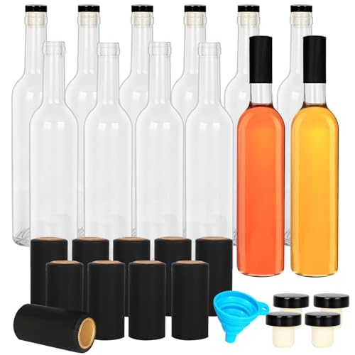 DHSBTLS DHSBTLS 12 Pack 500 ml16 oz Clear Glass Bottles With Cork Lids  Seal Shrink Capsules CapsHome Brewing Wine  Juicing Bottles For Bordeaux WineBeverage Sparkling WineKefirDecor 