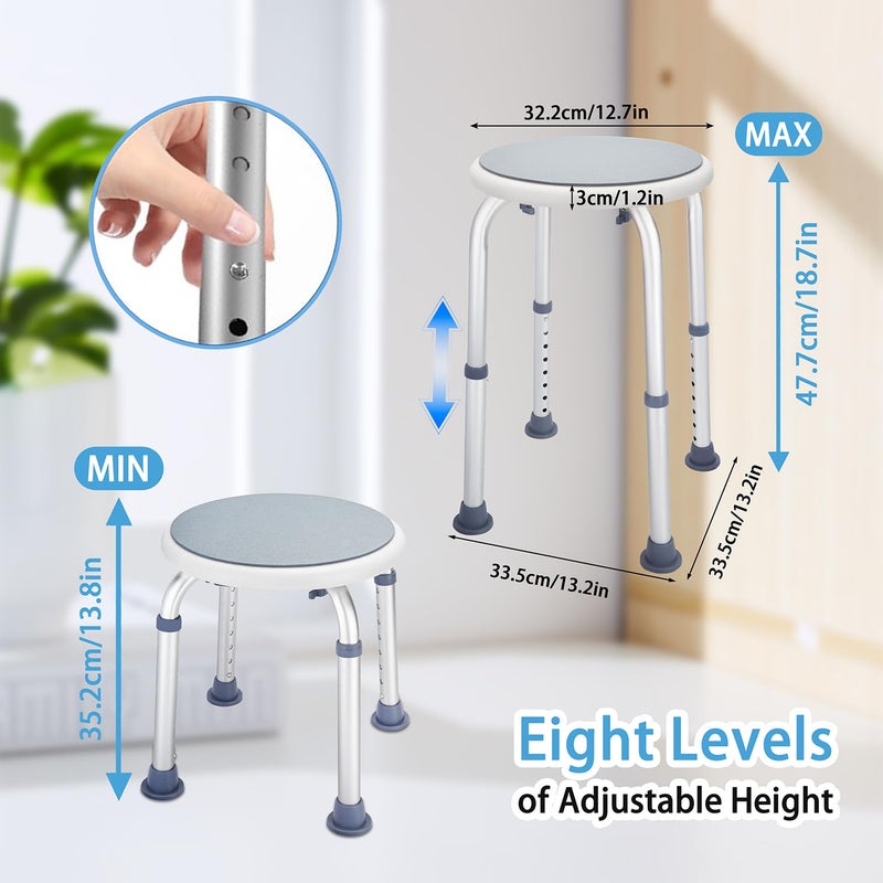 pxsulliao Adjustable Bath Seat, Bathroom Bathtub Shower Chair Stool for Elderly and Disabled, Seniors Tub Transfer Bench for Inside Shower (Grey, Basic Version) - Image 2
