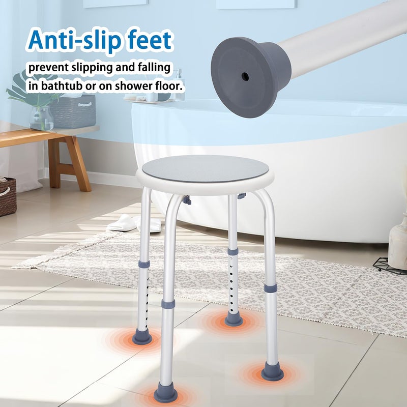 pxsulliao Adjustable Bath Seat, Bathroom Bathtub Shower Chair Stool for Elderly and Disabled, Seniors Tub Transfer Bench for Inside Shower (Grey, Basic Version) - Image 3