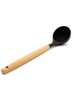 Beram Silicone Soup Ladle, 230℃ Heat-Resistant Non-Stick Large Serving Spoon with Long Wooden Handle for Sauces, Stews, Soups, Gravies, Chili, BPA-Free, Easy to Clean, Ergonomic Kitchen Tool  - Image 1