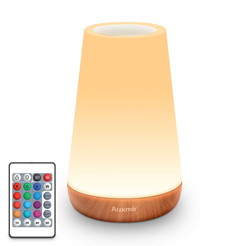 Auxmir LED Night Light Bedside Lamp Touch and Remote Control Dimmable Tabletop 13 RGB Colors Changing 5 Brightness Adjustable Rechargeable Portable Lamp for Baby Kids Nursery Bedroom Bathroom Camping - Image 3
