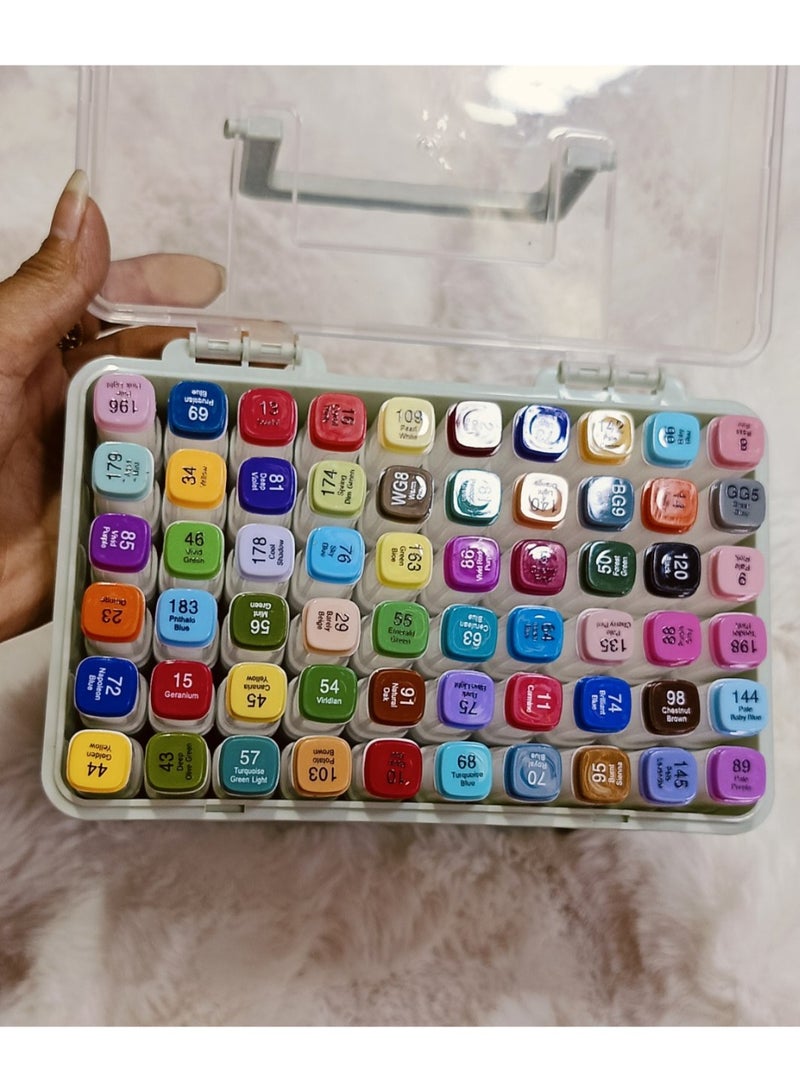 مجموعه اقلام رأس مزدوج رسم إبداعي ، رسم كروكي ،مستلزمات مدرسية حبر دائم ،مقاوم متاح 60 لون - Image 2