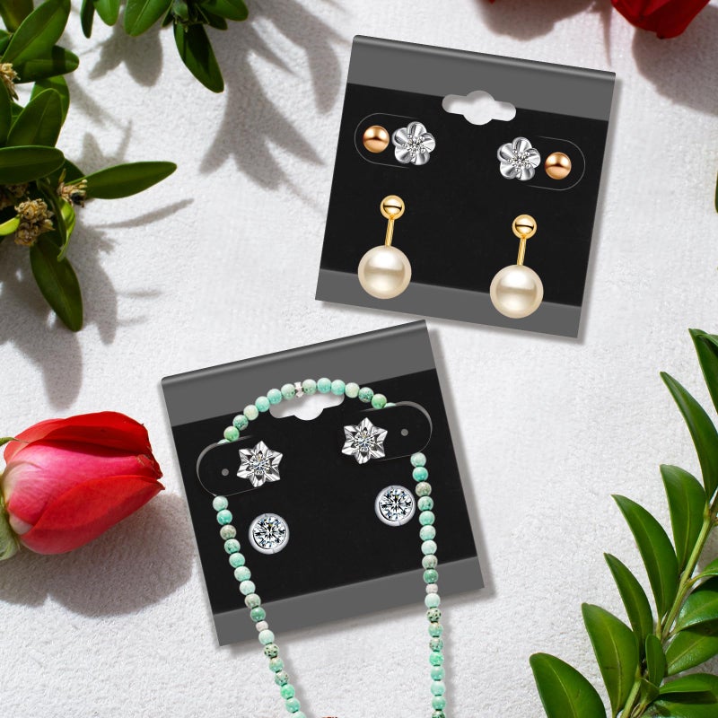 HAPY SHOP 100 Pieces Black Earring Card Holders Velvet Hanging Jewelry Display Cards with Back Hook for Earring Display and Organization, 2 x 2 Inches - Image 4