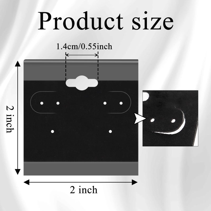 HAPY SHOP 100 Pieces Black Earring Card Holders Velvet Hanging Jewelry Display Cards with Back Hook for Earring Display and Organization, 2 x 2 Inches - Image 2