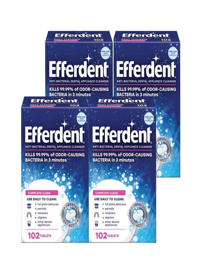 Efferdent Anti-Bacterial Dental Appliance Daily Cleanser, Complete Clean, 102 Tablets - 4 Pack - Image 1