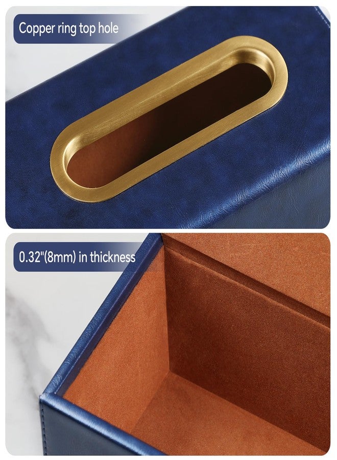 MEIBOOCH Rectangle Tissue Box Cover for 120-160 Count Box of Tissues, Luxury PU Leather Tissue Holder with Magnetic Closure (Navy Blue) - Image 4