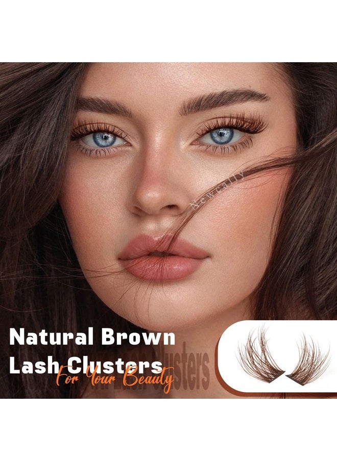 Newcally - Brown Lash Clusters Natural Wispy Eyelash Clusters DIY Lash Extension C Curl Brown Eyelash Cluster Individuals Faux Mink Lashes Eyelash Extension by Newcally - Image 1