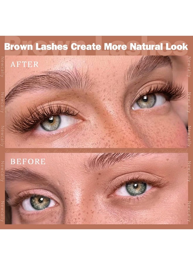 Newcally - Brown Lash Clusters Natural Wispy Eyelash Clusters DIY Lash Extension C Curl Brown Eyelash Cluster Individuals Faux Mink Lashes Eyelash Extension by Newcally - Image 1