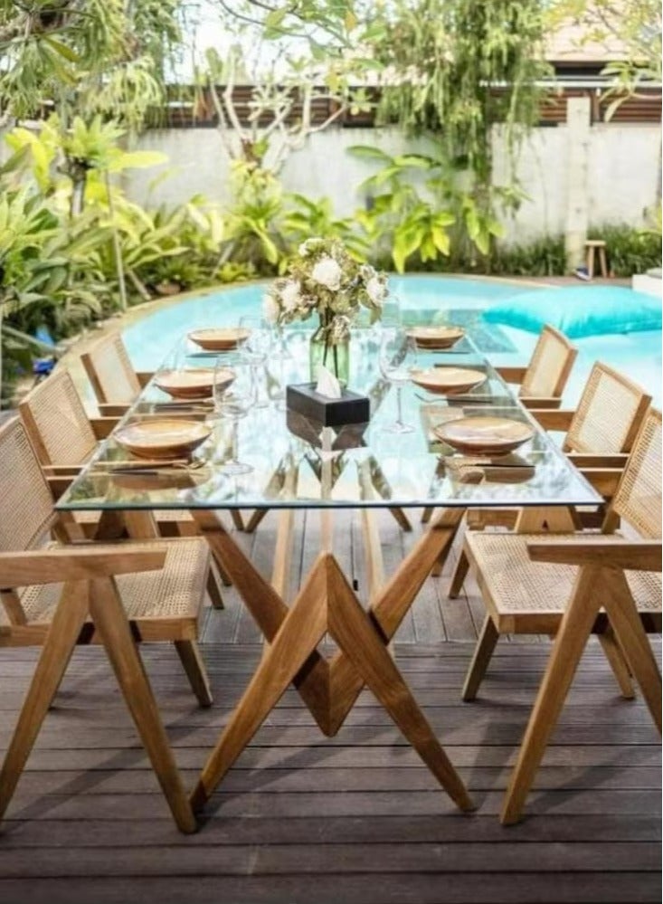 ELFSA Mid century Modern Accent Chair Solid Wood Frame Armchair with Rattan Design Perfect for Home Office Living Room and Dining Room - Image 4