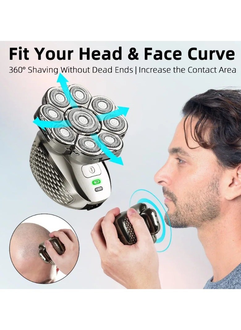 AROAQ 4D Head Shavers for Bald Men, Upgraded 9 Floating Heads 6-in-1 Rechargeable Waterproof Wet Dry Bald Head Shavers for Men - Image 2