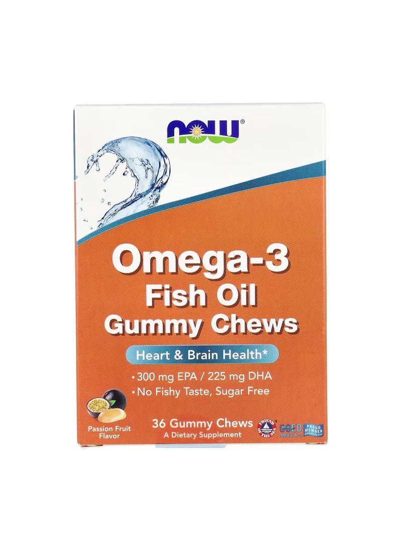 now Now Omega-3 Fish Oil Gummy Chews Passion Fruit 36 Gummy Chews  - Image 1
