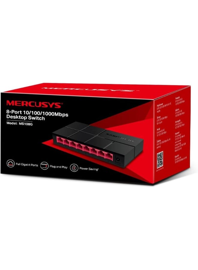 MERCUSYS 8-Port Gigabit Desktop Switch
PORT: 8× Gigabit Ports
SPEC: Desktop Steel Case, Wall Mounting
FEATURE: Plug and Play, Power Saving, Compact design Black - Image 4