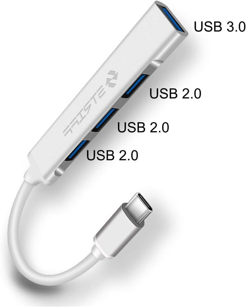 STRIFF 4-in-1 USB Hub Type C Multiport Adapter, Type c to USB Connector, USB c hub, Type c hub, with Fast Data Transfer Speed for PC, Laptops, MacBooks (Silver) - Image 3