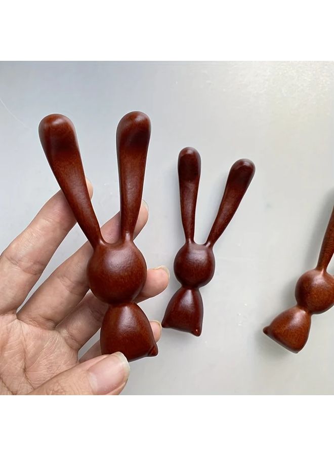 Red Sandalwood Facial Lifting Massager Long Eared Rabbit Massage Stick Meridian Comb - Image 1