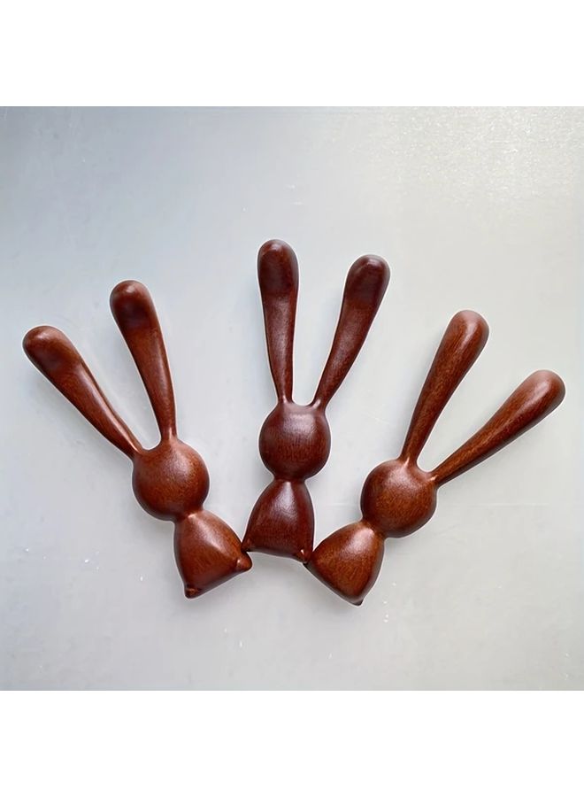 Red Sandalwood Facial Lifting Massager Long Eared Rabbit Massage Stick Meridian Comb - Image 4