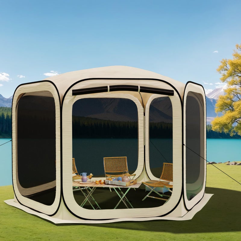 HOOYEAH Pop-up Screened Tent, Instant Screen House Portable Screen Room Canopy Outdoor Gazebo with Mosquito Net for Patio, Backyard, Garden and Outdoor Activities, 12x12 - Image 1