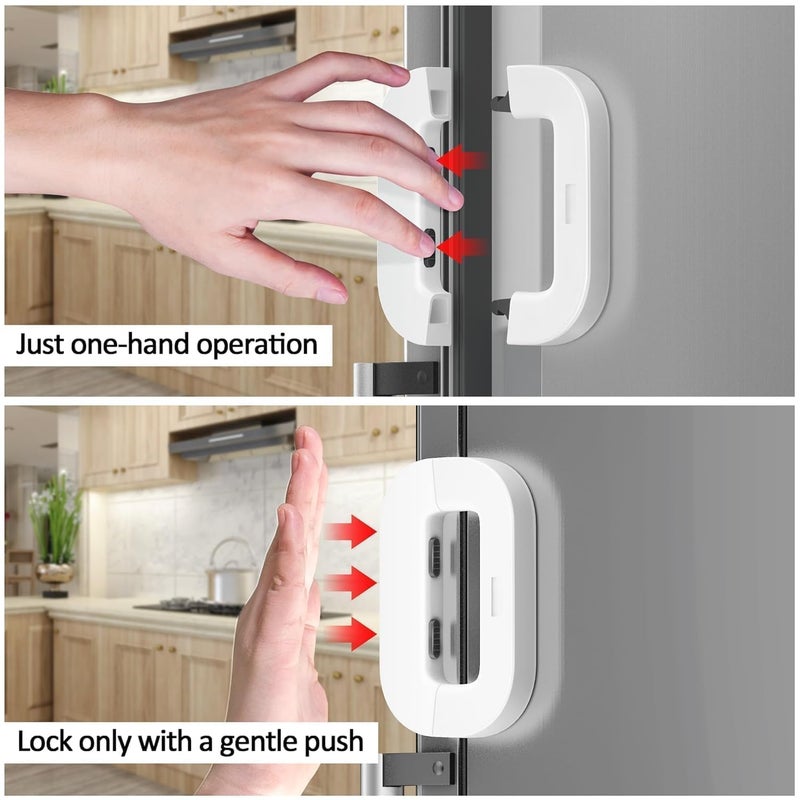 PRETOX Child Safety Door Locks Self Adhesive Cabinet Locks and Refrigerator Fridge Freezer Door Lock for Toddler Kids Refrigerator Fridge Cupboard Wardrobe Multi-Usage [1pcs] - Image 4
