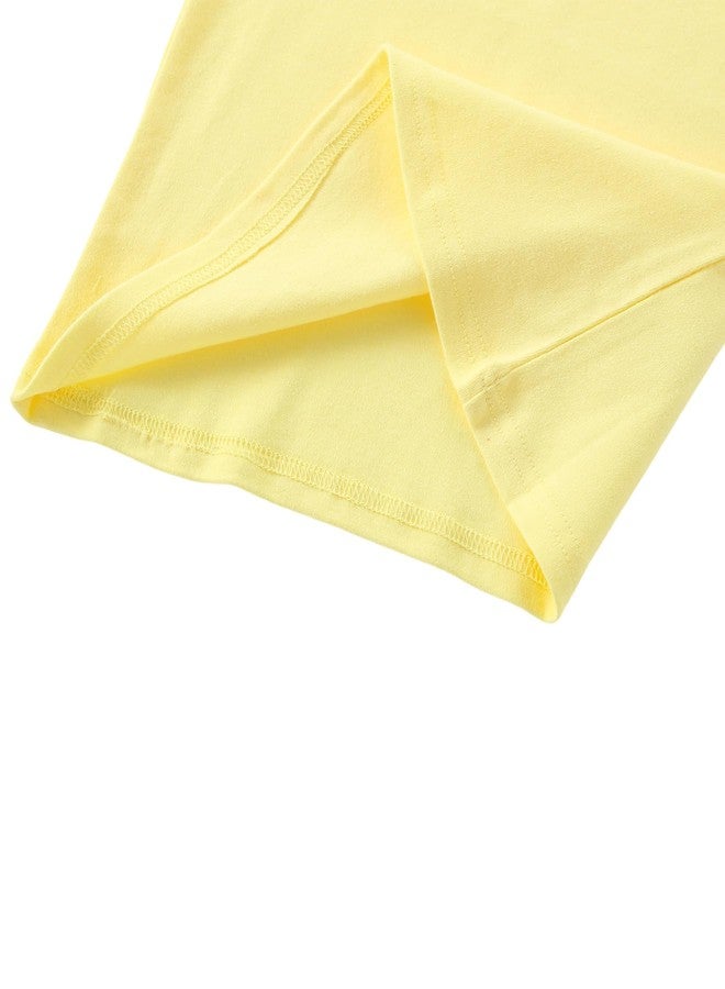 YAGATA Toddler Baby Girls T Shirts Kids Cotton Solid Casual Crew Neck T-Shirts Plain Girl Short Sleeve Shirt Blouse for 1-7 Years Yellow 7T - Image 4