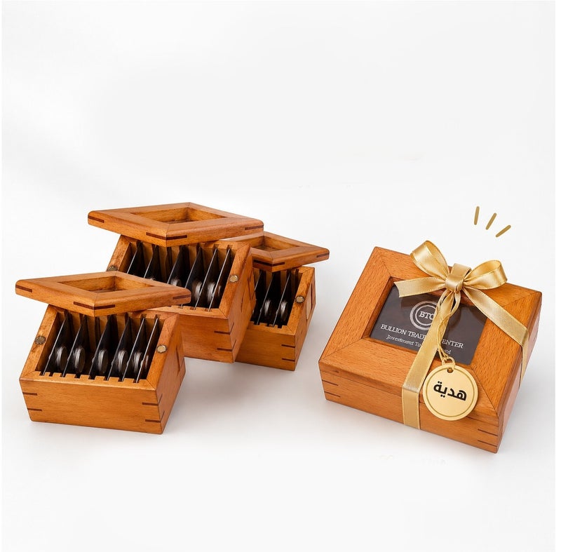 BTC Silver Bar Wooden Box for 10 Cards Bundle (3+1 free) - Image 1