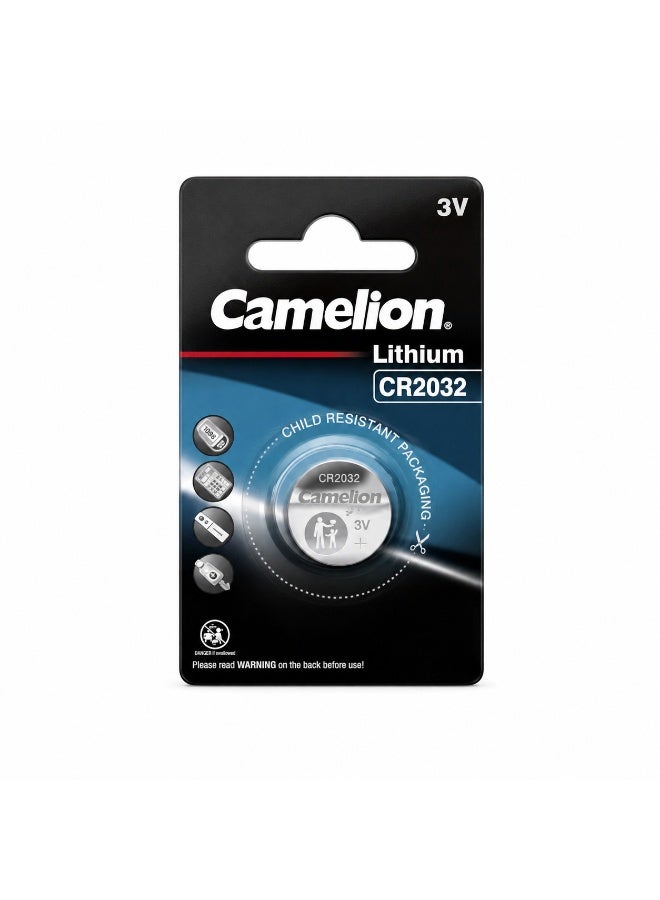 Camelion CR2032 3V Lithium Coin Cell Battery for Car Key Fobs, Digital Scales, Calculators, Watches, Medical Devices & Electronics - Image 1