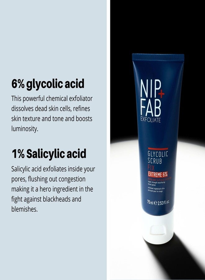 نيب بلس فاب مقشر الوجه Nip + Fab Glycolic Fix Scrub Extreme (75 مل) - 6% حمض الجليكوليك، مقشر للوجه 3 في 1 ومنقي للمسام - مقشر عميق للوجه بحمض ألفا هيدروكسي وحمض بيتا هيدروكسي لتفتيح وتنعيم البشرة - Image 5