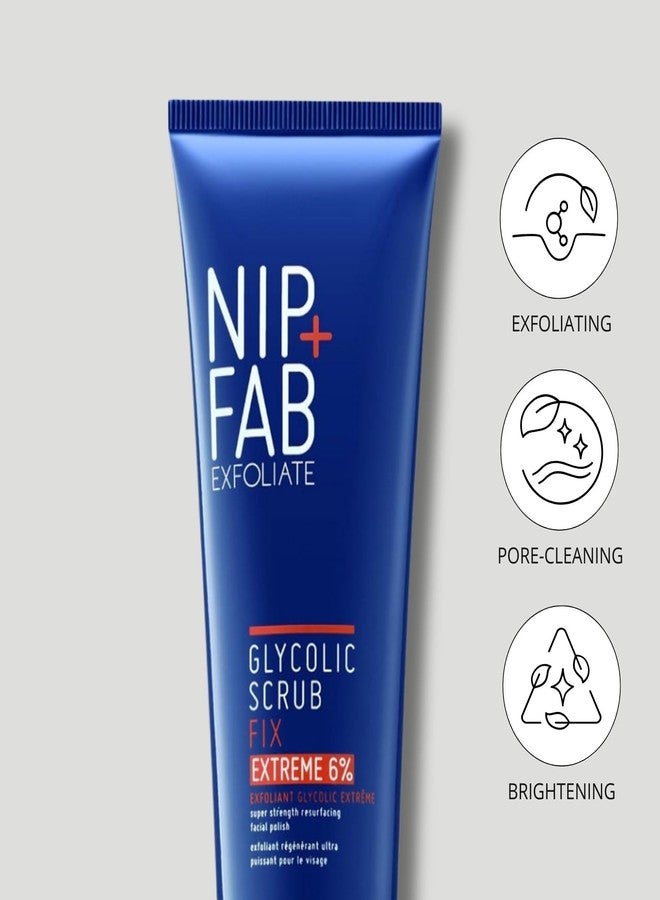 نيب بلس فاب مقشر الوجه Nip + Fab Glycolic Fix Scrub Extreme (75 مل) - 6% حمض الجليكوليك، مقشر للوجه 3 في 1 ومنقي للمسام - مقشر عميق للوجه بحمض ألفا هيدروكسي وحمض بيتا هيدروكسي لتفتيح وتنعيم البشرة - Image 4