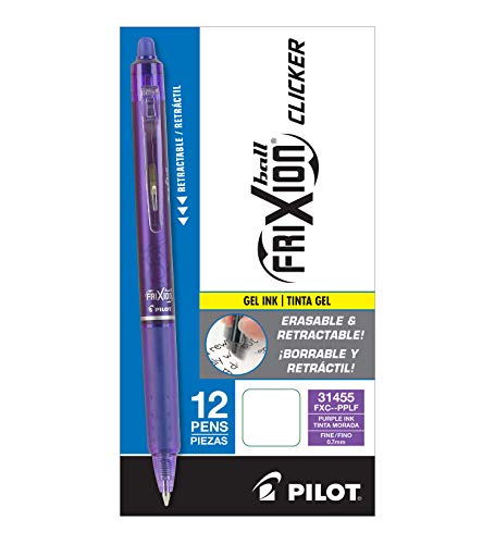 Pilot FriXion Clicker Erasable Gel Pens, Fine Point (0.7mm), Purple Ink, 12-Pack - Refillable, Smooth Writing Pens for School, Journaling, and Office Use - Image 2