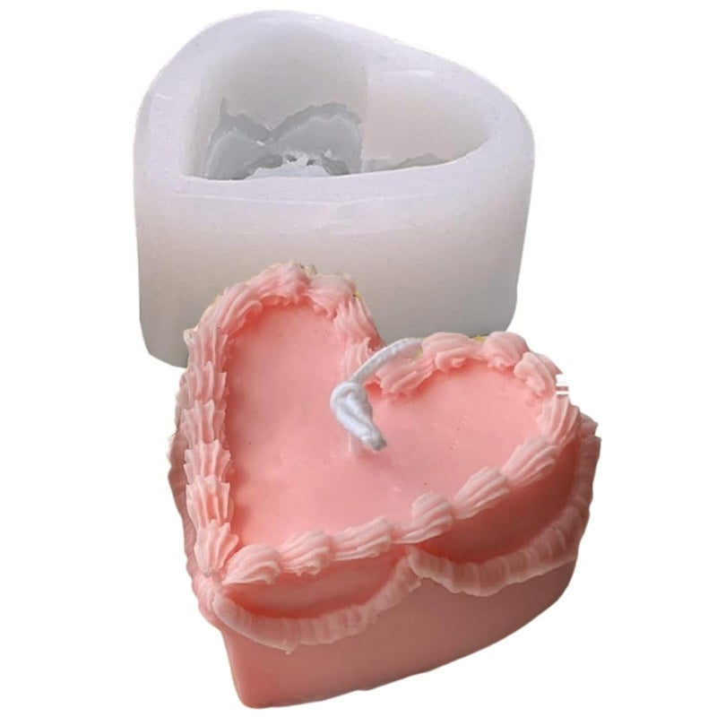 SOFTCREATO Cakes Shape Type Candle Molds I 3D Fondant Silicone Epoxy Casting Mould I Heart Cake Shape for DIY Handmade Ornament Cake Dcor Aromatherapy Soap Resin Art Craft Making Home Decoration Heart B