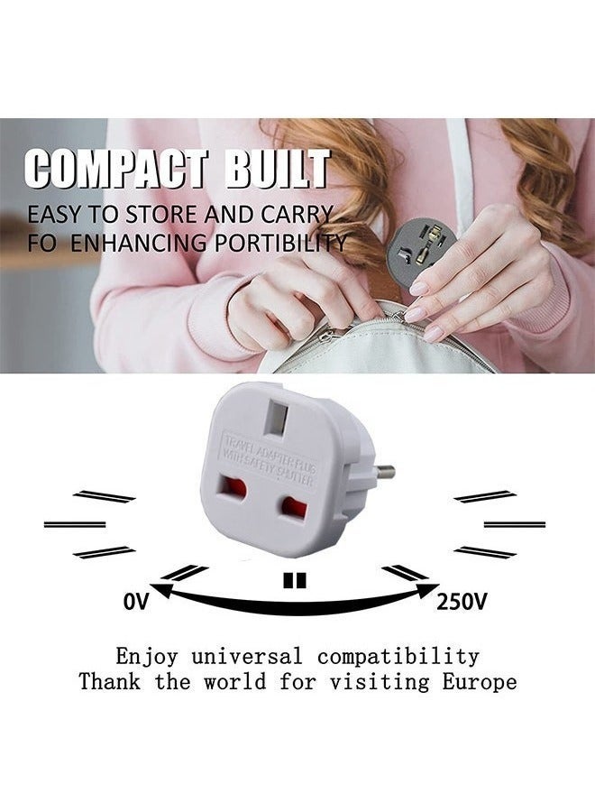 3 Packs EU Travel Plug Adapter,UK to European Power Converter Wall Charger Type G to Type C, E, F for Spain, France, Italy, Portugal, Germany, Netherlands, Greece, Poland, Turkey and More,White - Image 3