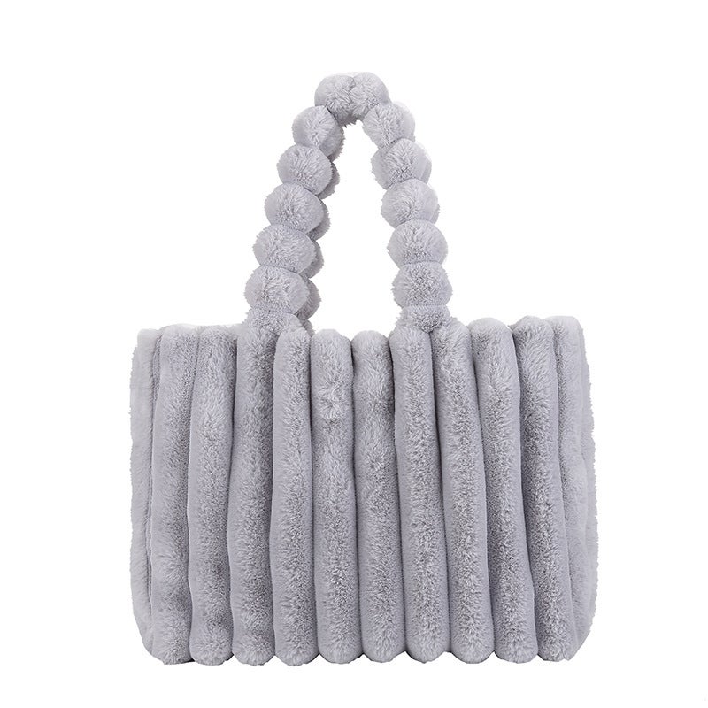 Women'S Bag 2023 New Fashion Women'S Shoulder Bag Trendy Plush Handbag Women'S Large Capacity Striped Big Bag