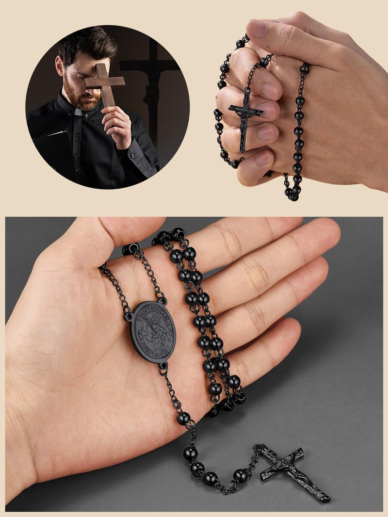 FaithHeart FaithHeart Rosaries Necklace Chains for Men Vintage St Michael Pendant Neck Charms  - Image 4