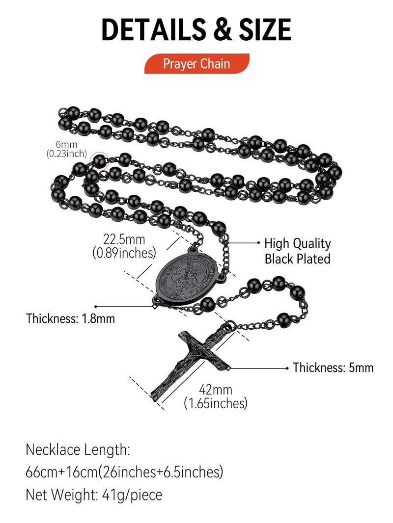 FaithHeart FaithHeart Rosaries Necklace Chains for Men Vintage St Michael Pendant Neck Charms  - Image 5