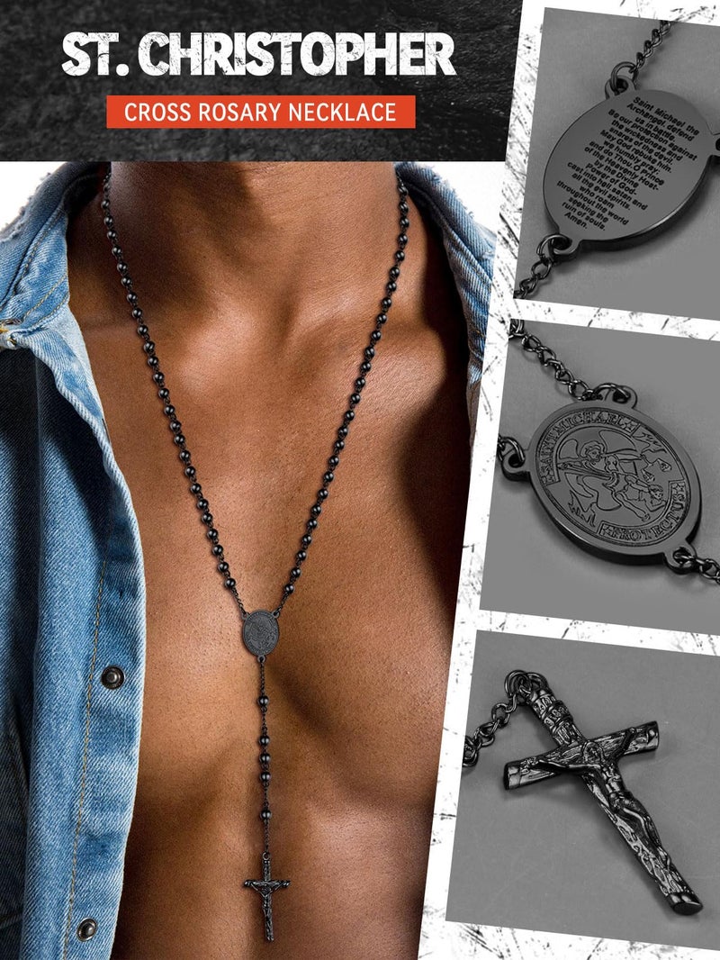 FaithHeart FaithHeart Rosaries Necklace Chains for Men Vintage St Michael Pendant Neck Charms  - Image 2