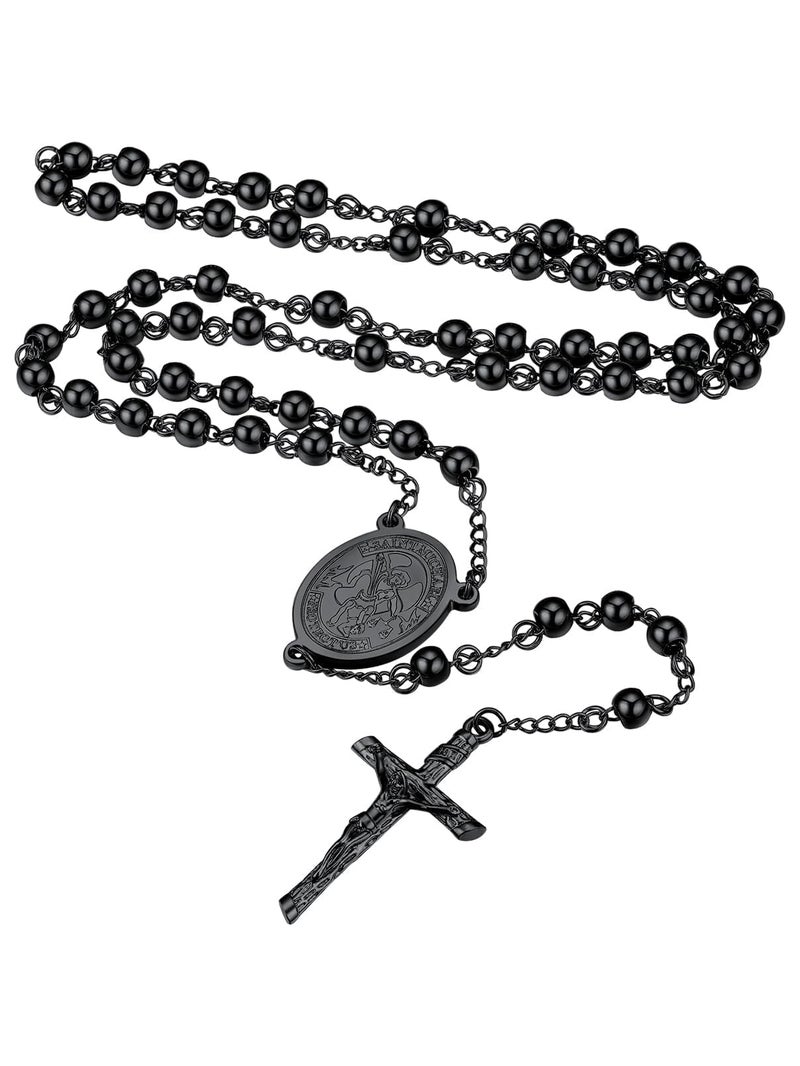 FaithHeart FaithHeart Rosaries Necklace Chains for Men Vintage St Michael Pendant Neck Charms  - Image 1