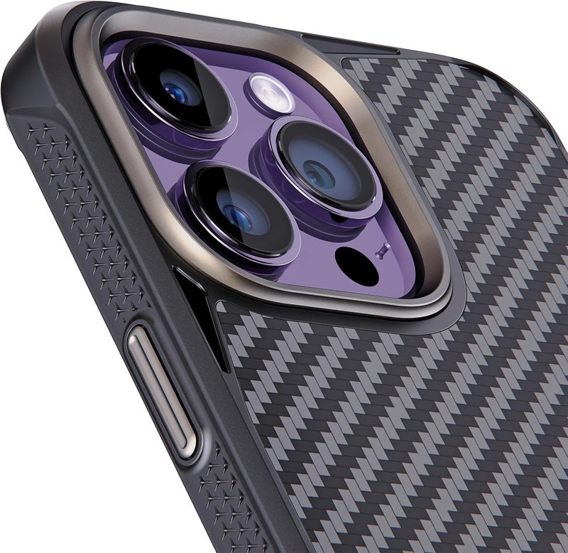 ريبل علبة لهاتف iPhone 14 Pro Max [الجيل الخامس - ألياف الأراميد] متوافقة بقوة مع MagSafe، جوانب مانعة للانزلاق، زوايا مقاومة للصدمات، عدسة وأزرار معدنية، تصميم حماية مطور، هاتف 6.7 بوصة 2023 (أسود) - Image 2