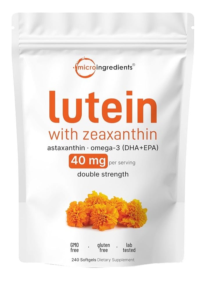Micro Ingredients Lutein & Zeaxanthin 40mg Softgels, 240 Count, with Astaxanthin, Omega-3s, & Phospholipids | Eye + Vision Health Vitamins | Third Party Tested, Non-GMO, Gluten Free - Image 1