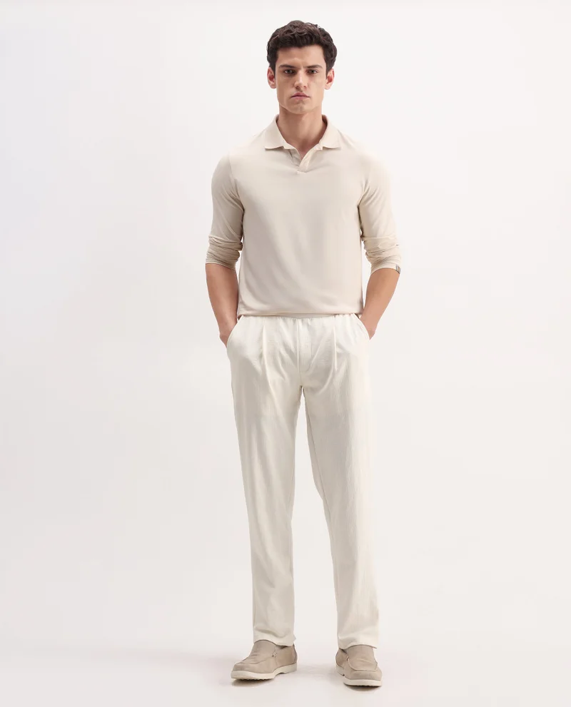 رير رابِت Men's Cotton Regular Fit Solid Trouser