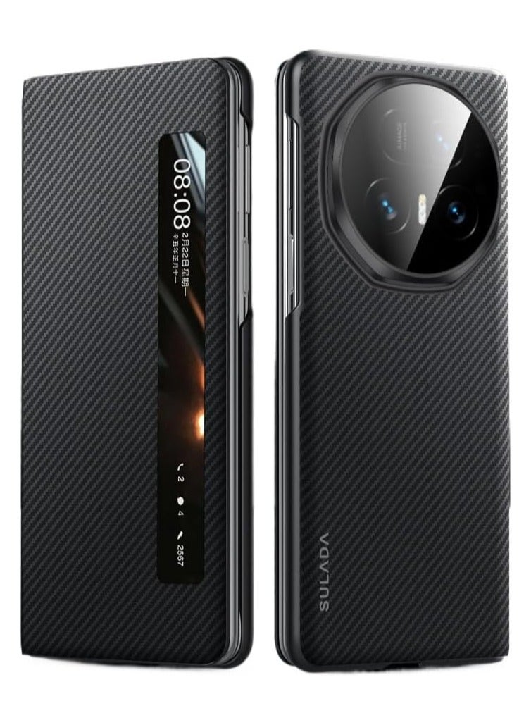 عام متوافق مع الشرف ماجيك فولت 5 2025 حافظة جلدية ألياف الكربون المغناطيسي الوجه حافظة هاتف ذكي ل ماجيك فولت 5 2025 محكم ماتي غطاء قذيفة الجلد الوفير درع - Image 1