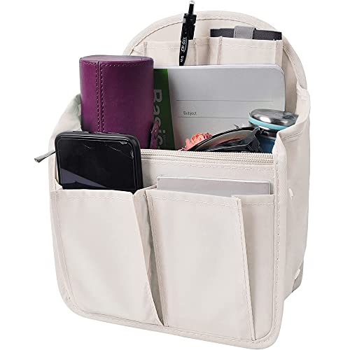 Vercord Backpack Organizer Insert Liner Hanging Travel Bag in Bag with Many Pockets Beige Medium - Image 3