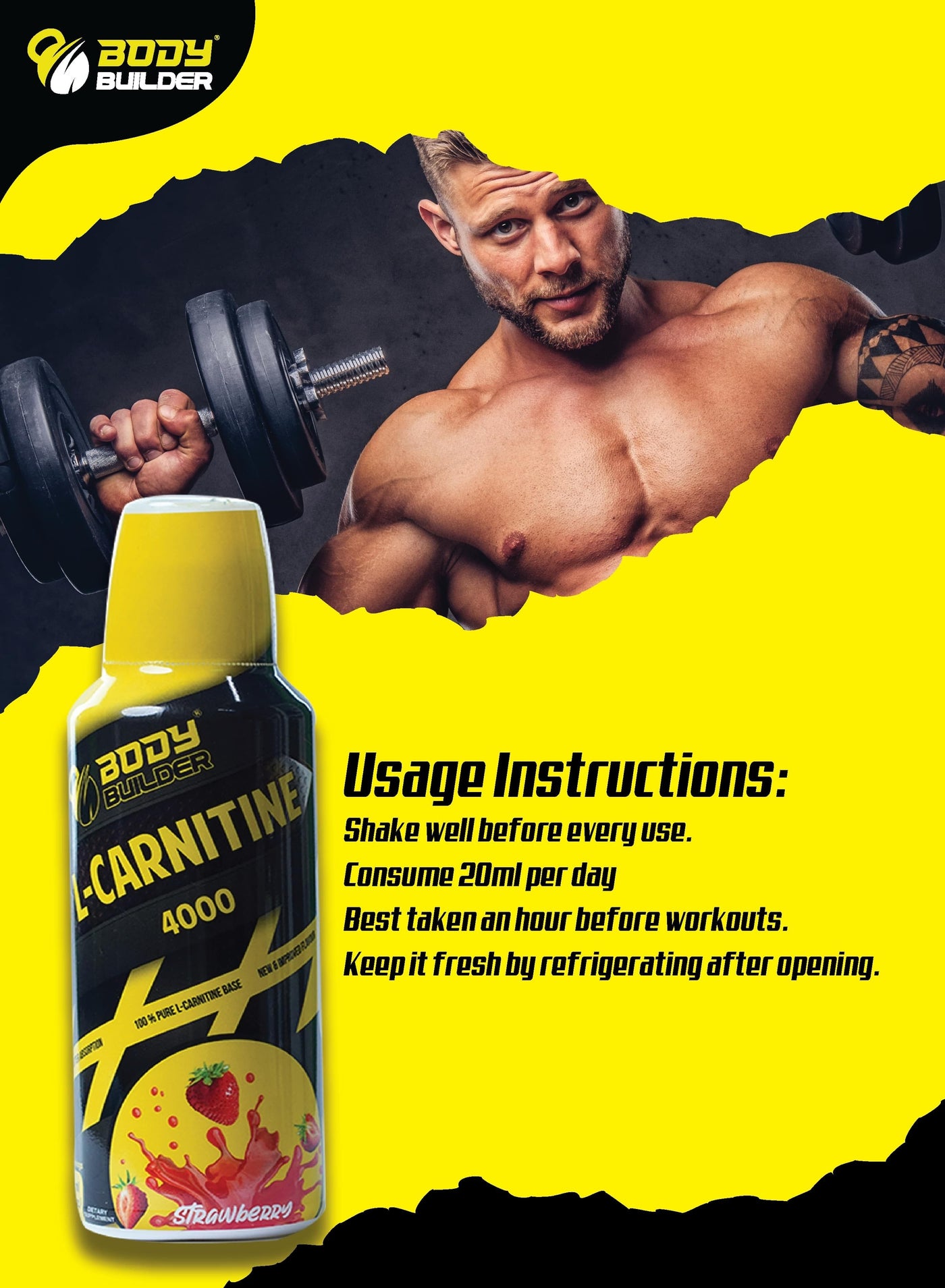 l carnitine bodybuilding uses Body Builder Body Builder Supplement - 4000 mg - Strawberry Flavor 500 ml | Best Price KSA Glucose-6-phosphate dehydrogenase deficiency. | VARIANT:APPLE CIDER VINEGAR GUMMIES (SLIMMING) b12 methylcobalamin