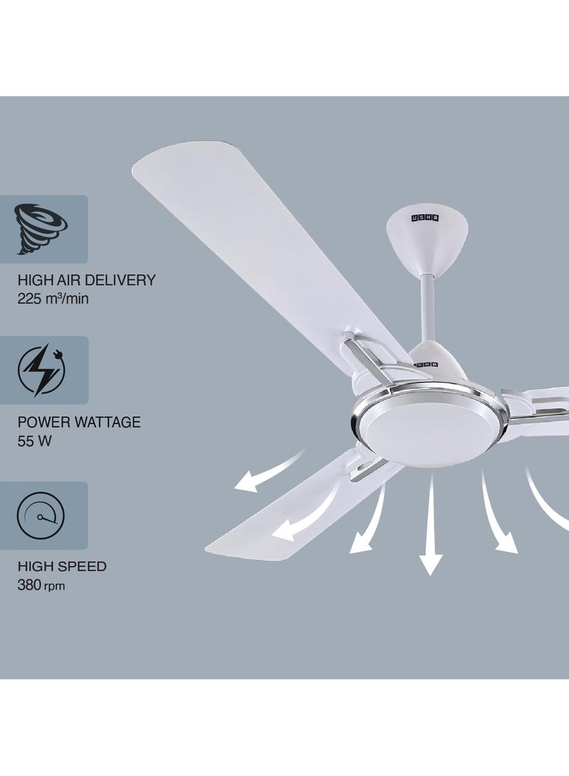 أوشا USHA Striker One 1200mm Energy Saving High Speed Decorative Ceiling Fan (Pearl White) - Image 4