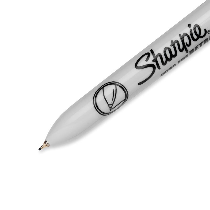 Sharpie Retractable Permanent Markers, Ultra Fine Point, Black, 3 Count - Image 2